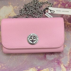 Marc Jacobs Pink Leather Clutch with Chain